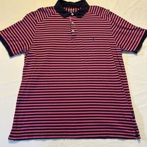 Joules | Pink Navy Striped Polo Shirt Cotton Modal Blend | Men’s Large